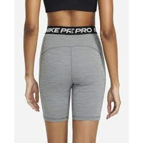 NIKE PRO Women XS Gray Training‎ Tight Fit High-Rise 7" Shorts NWT - Picture 2 of 2